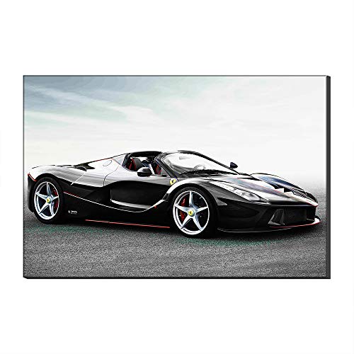 Five-Seller - Lienzo decorativo para pared, diseño de coche clásico superdeportivo negro de Ferrari, decoración del hogar, sala de estar, dormitorio, galería (sin marco, 70 x 100 cm)