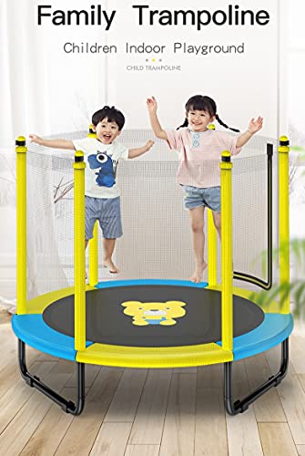 Image of STEP OVER KIDSPLAY Premium Junior Trampoline with Safty net Enclosure (4.5Feet /55 Inch), Heavy Duty ★ SAFEST Kids Edition Trampoline★ (Blue & Yellow)