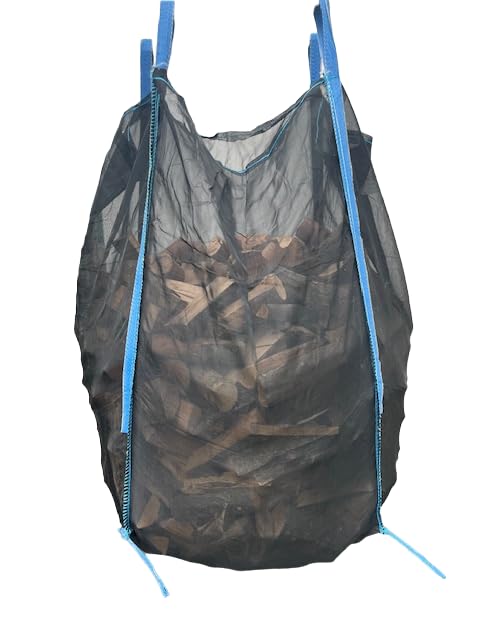 5 pezzi Woodbag Big Bag 100 x 100 x 130 cm in polipropilene con rete per legna da ardere - Fondo chiuso - Stabile e permeabile all'aria - Nero (senza contenuto)