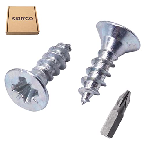 SKIR'CO (Pack of 100 pcs) Zinc Plated Steel 3.5 x 10 mm Silver Wood Screws, Pozidriv Countersunk Head, Chipboard Screws - Image 2