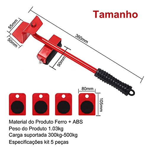 Kit 5 Movedor Rodinhas Para Mudança De Móveis Grandes