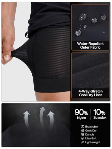 ARESFUEL Shorts masculinos leves para mountain bike, shorts de ciclismo acolchoados 4D, Preto, GG