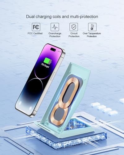 Image of NANAMI Wireless Charger - Fast Wireless Charging Stand Desktop Charger Dock for iPhone 17 /17 Air /16 /15 /14 /13 /12, 10W Phone Charging Stand for Samsung Galaxy S26 /S25 /S24 /S23 /S22 /S21 /S20 /10 /9