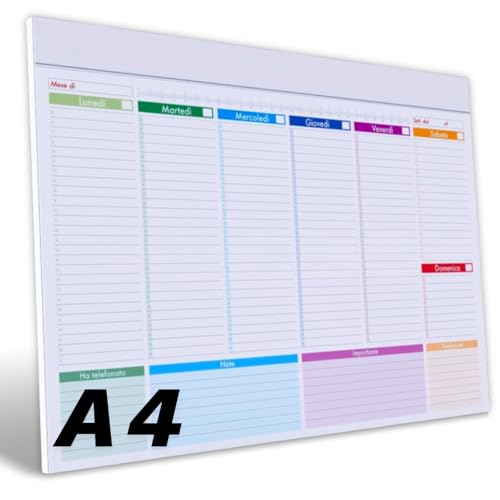 Planning Settimanale da Tavolo 2026 - Planner Settimanale 2026 da Tavolo A4 Senza Date con 52 Fogli Sottomano Organizer Scrivania in ufficio Ogni Dettaglio insieme con Agenda Calendario e Penna.