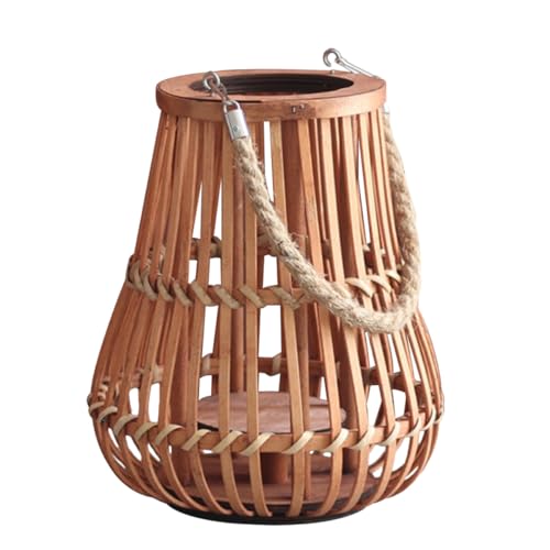 PATKAW Linterna Colgante de Bambú Retro Asa Superior, Decoración Creativa y Elegante para Fiestas y Festivales, Farol Artesanal para Iluminación Diaria