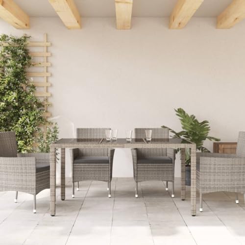 Mesa de jardín de ratán gris premium de 150 cm de largo 4