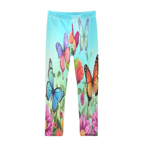 Toddler Girls Leggings Printed Yoga Pants Leggings Blue Pink Green Butterfly for Kids