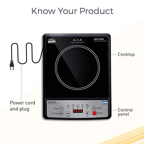 KENT 16058 Gem Glass Induction Cooktop 1500W 5 PreSet Function