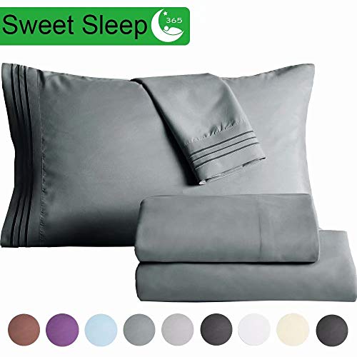 SAKIAO Queen Size Bed Sheets Set - Brushed Microfiber 1800 Thread Count Percale