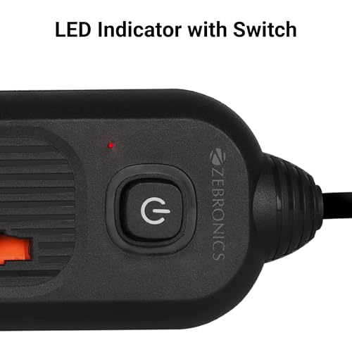 Image of ZEBRONICS Power BAR 145, Extension Board /Strip, 2000 Watts, 10 Amps, 1x Type C Port, 4X Universal Socket, 2X USB Port, LED Indicator, On /Off Switch, Wall Mountable, 5 Meter, Black