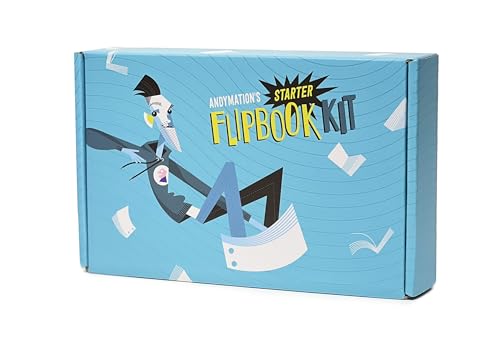 Official Andymation's Flipbook Starter Kit for Kids & Adults with LED Light Pad for Drawing & Tracing Animation, Premium Pre-drilled Flip Book Paper, Removable Binding Screws