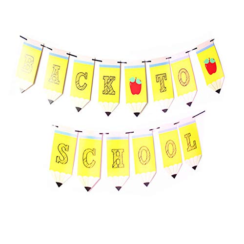 Soochat Back to School Banner | Back to School Pencil Banner | First Day of School Banner Classroom Decor Welcome Back to School Party Decorations