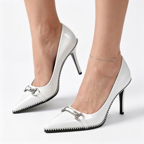 Image of Women's High Heel Pumps Stiletto Heel Pumps for Women Pointed Toe Heels Elegant Classic 3.5 Inch Beaded Pumps