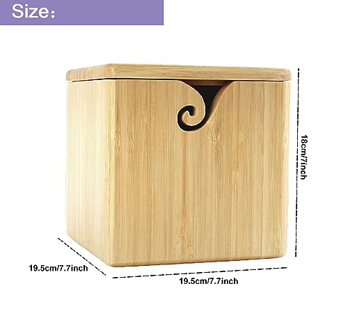 RoseFlower Square Wooden Yarn Bowl 7.7Inch - Image 2