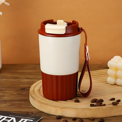 Image of Motka 380ml Stainless Steel Vacuum Insulated Tumbler | Dual Drink Mug with Lid & Straw | Leakproof Coffee Cup for Hot & Cold Drinks | Portable Sipper | Outdoor, Travel & Office (Ivory White)