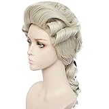 JoneTing Colonial Cosplay Wig【+Wig Cap】 Masquerade Wig for Lawyer Ash Blonde Synthetic Hair Wigs for Men Women Judge Wig for Halloween Christmas Party Wig for Male Costume