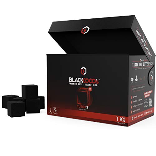 BLACKCOCO’s Shisha Kohle 1KG CUBES22 Naturkohle Kokosnuss und BBQ - Hochwertige Kokos Coal Briketts für Shisha & Grill… – Bild 3