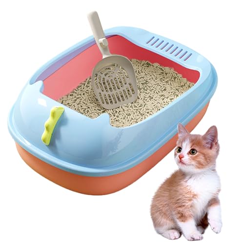 Caja de arena abierta para gatos color rosa pequeña miniatura 1