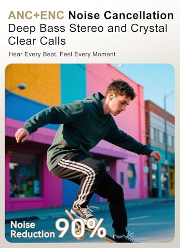 Wireless Earbuds, ENC Noise Cancelling Sport Ear Buds with Multifunctional Touch Screen, Bluetooth 5.4 Headphones, Bass Stereo Sound, 5 EQ Over-Ear Earbuds for Sports/Workout/Gym-Green