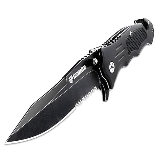 Steinbrucke Tactical Knife Spring Assisted Opening Pocket Knife Folding Stainless Steel 8Cr13Mov 3.4'' Blade, with Reversible Clip - Good for Hunting Camping Survival Outdoor and Everyday Carry
