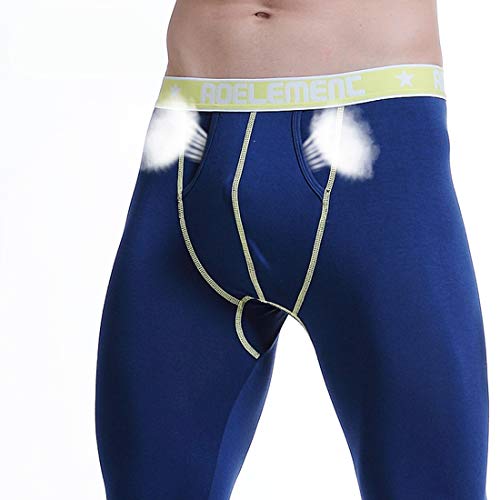 Ouruikia Men's Thermal Underwear Pants Modal Thermal Bottoms Long Johns Base Layer with Dual Fly2