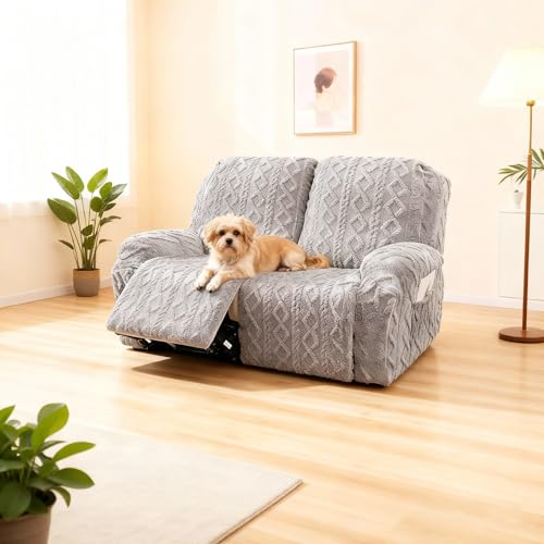 Image of JOKIVTOU Loveseat Recliner Covers 6 Pieces Reclining Sofa Slipcovers with Pocket& Elastic Bottom, 2 Seaters Lazy Boy Non Slip Love Seat Sofa Couch Slipcover, Thick Soft Feel, Washable