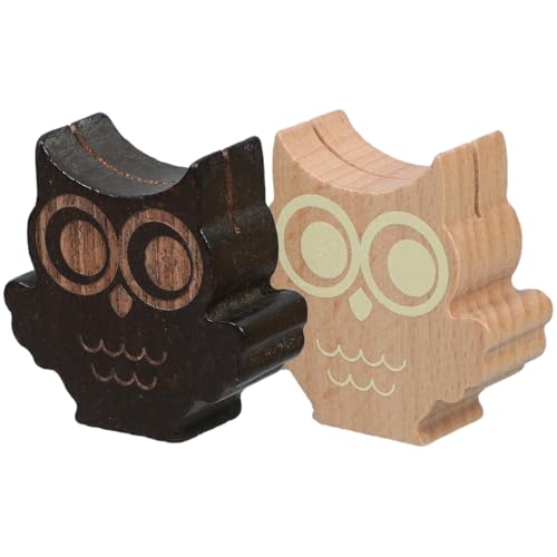 ULTECHNOVO Owl Place Card Holders Set of 2 – Rustic Wood Memo Clips Display Photos, Notes, Table Numbers – Stable Base & Spiral Grip for Wedding Guestbook, Office Desk, Party Decor, Gift