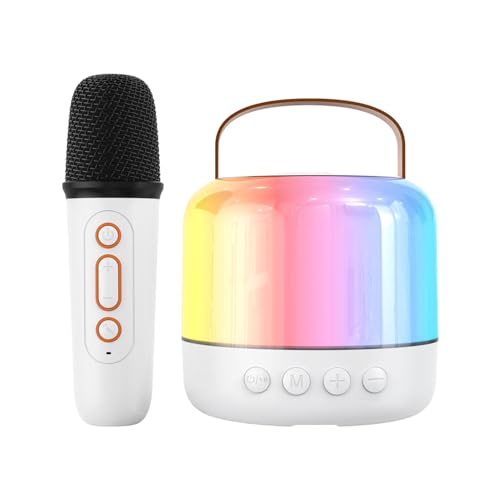 Máquina de canto de karaoke, máquina de karaoke inalámbrica,Altavoces de audio inalámbricos recargables pequeños karaoke máquina | Altavoces portátiles con luces LED, amplificador, micrófono para acam