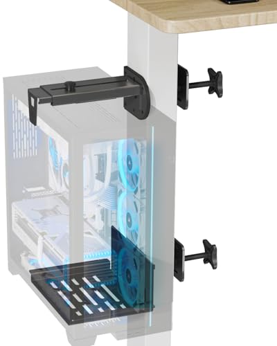 Image of JOY worker Under Desk PC Mount for Standing Desk, Clamp-On Leg CPU Holder