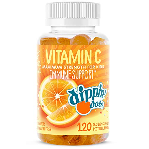 Dippin' Dots - Vitamin C Gummies for Kids Immune Support (120 Gummies)| Maximum Strength for Children in Delicious Orange Cream Flavor | Natural Fruit Pectin Chews | Vegan, Non-GMO Gluten Free