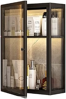Black Bathroom Medicine Cabinet Organizer, No Punch Installation, Space-Saving Cupboard, Wall-Mounted Storage, 30x15x45cm, Modern Design for Home & Bathroom Decor