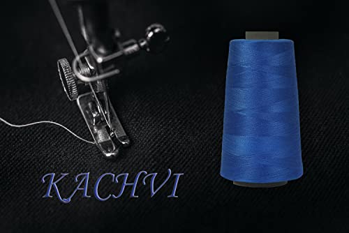 Image of Ace International Exports 3000M Overlock Polyester Sewing Thread Set Box Yarn Spools Cone (Royal Blue) - Pack of 5