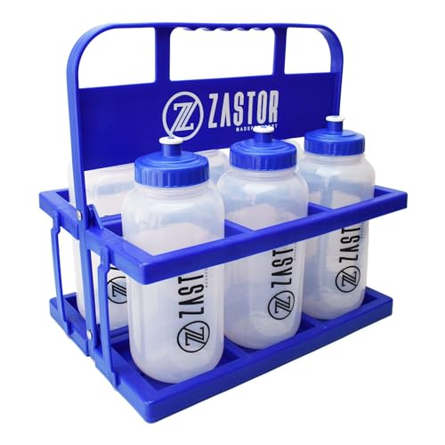 Pack 6 Botellas 1 Litro con Portabotellas Plegable Azul