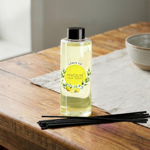 Image of Involve Lemon Ice Reed Diffuser Refill with Free 10 Reed Sticks - 120 ml | Long-Lasting Home Aroma Diffuser for Living Room, Bedroom & Gifting | Home Decor | Home Fragrance | Diffuser for Home