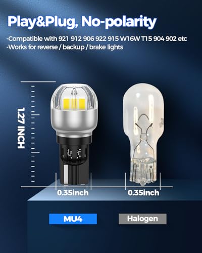 Image of Marsauto 912 921 LED Bulbs for Backup Reverse Lights, 906 904 922 W16W T15 LED Light Bulb White 3020-SMD Canbus Error Free Chip for Turn Signal DRL Brake Tail Lights, Tail Light Covers