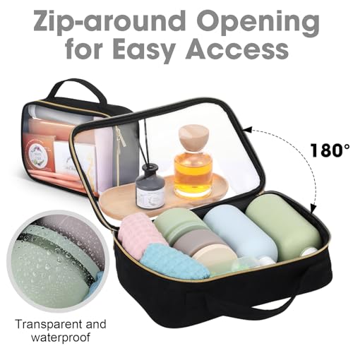 6 Pack Toiletry Clear Makeup Bags with Handles PVC Cosmetic Bags for Traveling Essentials Travel Women and Men Airport Vacation Organization4