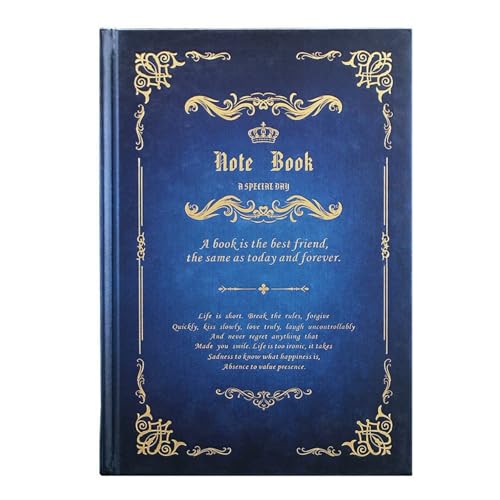 mamota アンティークノート A5 魔導書 魔法書 洋書風 手帳 日記帳 魔術書 ダイアリー 秘密ノート レトロ 分厚い ハードカバー (ブルー)
