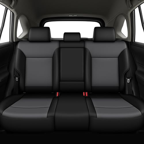 Image of AOMSAZTO Custom Fit Seat Covers for Toyota RAV4 Hybrid 2019 2020 2021 2022 2023 2024 2025 (Not for XSE&2022-2025 SE Hybrid)-Full Set Faux Leather (Black&Gray)