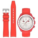 Yhmoo WatchBands 20mm Curved Silicone Strap,Compatible with Omega X Swatch Speedmaster Watch,Swatch MoonswatchWatch Strap (red)