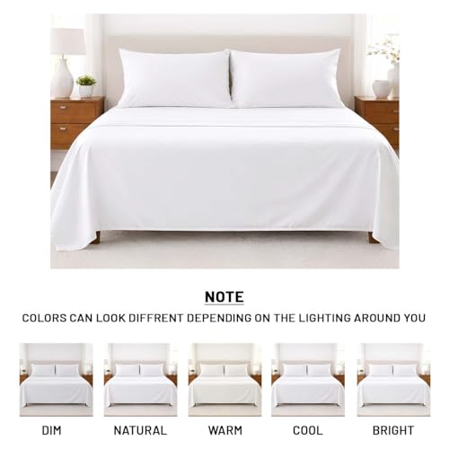 Image of SGI bedding 100% Egyptian Cotton Sheets California King Size - Cooling Sheets, Soft Breathable White Bedding, Luxury Bedding, Luxury Hotel Sheet Set, Deep Pocket 17 inch, 4 Piece Set