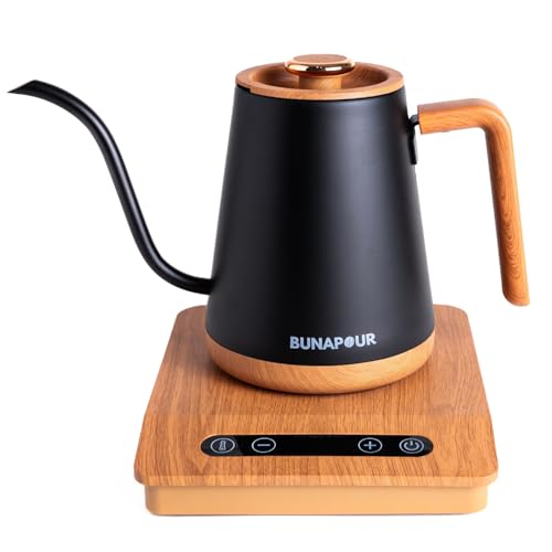 Bunapour Electric Gooseneck Kettle | 1200W, 120V, 60Hz | 0.8L | STRIX Boil Dry Protection | Automatic Shut Off | Rapid Heating
