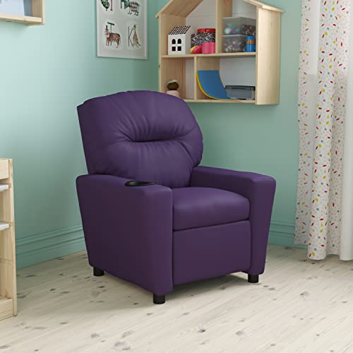 image for Flash Furniture Chandler Vinyl Kids Recliner with Cup Holder and Safet