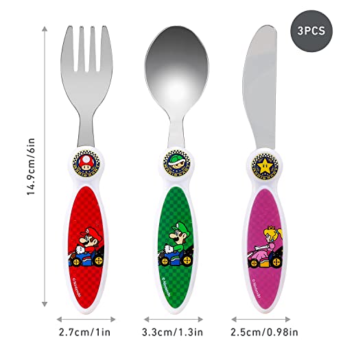 Mario Kart Children's Kids 3pcs Cutlery Set - Knife/Fork/Spoon