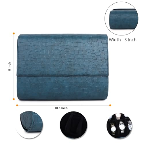Image of essart Luxury Watch Storage Case - Premium Leather Organizer Box for Exclusive Timepieces, Elegant Display & Protection for Collectors (WR-1018-Croco-Green)
