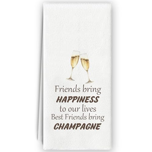Bnzolyoia Funny Champagne Kitchen Towel - Champagne Gifts for Best Friends Champagne Lovers Champagne Bar Decor Best Friends Bring Champagne Dish Towels for Kitchen 16x24