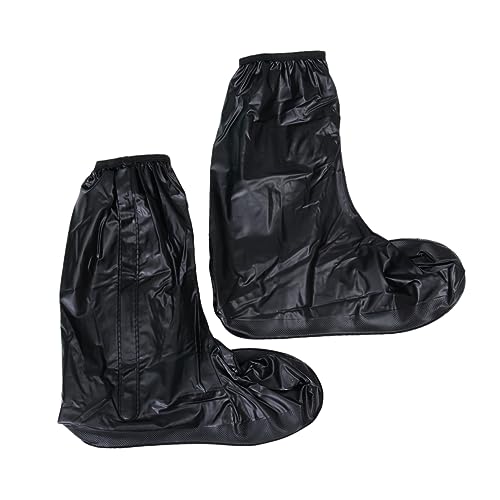 Cubrezapatos impermeables para hombre de PVC, altos, con cremallera y banda elástica, talla XXL, color negro miniatura 1