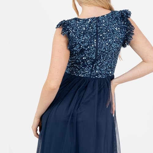 Maya-Deluxe-Womens-Midi-Dress-Ladies-V-Neck-Flutter-Sleeve-Sequin-Embellished-Twist-Front-Tulle-Wedding-Guest-Bridesmaid-Occasion-Vestido-para-Mujer Maya-Deluxe-Womens-Midi-Dress-Ladies-V-Neck-Flutter-Sleeve-Sequin-Embellished-Twist-Front-Tulle-Wedding-Guest-Bridesmaid-Occasion-Vestido-para-Mujer