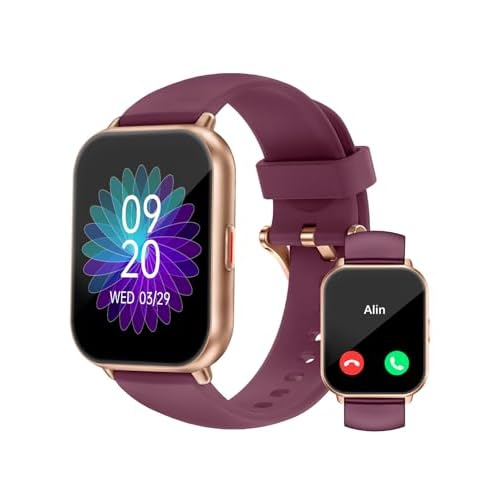 RUIMEN Smartwatch mit Telefonfunktion,Smartwatch für Damen Herren HD-Touch Screen Fitnessuhr mit SpO2-Überwachung Pulsuhr Schlafmonitor Schrittzähler Uhr Multi Trainingsmodi für Android iOS, Lila