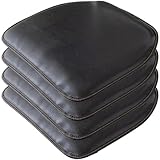 Ngbbby 4-teiliges Leder-Sitzkissen, 16 x 17 Zoll, rutschfeste, weiche Esszimmerstuhlkissen, wasserdichtes, schmutzabweisendes Stuhlsitzkissen, schwarz, Stuhlpolster für Esszimmerstühle
