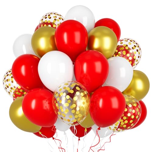 Ousuga Ballons Rouge Blanc 50 Pièces 12 Pouces, pour Anniversaire Noël Nouvel An Mariage Baptême Cérémonie Fêtes Décoration